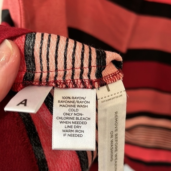 Ann Taylor LOFT Pink/Black Striped Sleeveless Crew Neck Shift Dress Small Petite - Picture 3 of 5